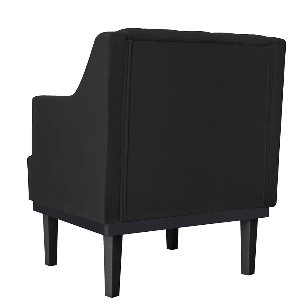 Kit 02 Poltronas Decorativas Clássica Pés Trapézio Suede Preto - DS Estofados