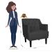 Kit 02 Poltronas Decorativas Clássica Pés Trapézio Suede Preto - DS Estofados