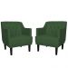 Kit 02 Poltronas Decorativas Clássica Pés Trapézio Suede Verde - DS Estofados