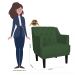 Kit 02 Poltronas Decorativas Clássica Pés Trapézio Suede Verde - DS Estofados