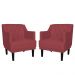 Kit 02 Poltronas Decorativas Clássica Pés Trapézio Suede Vermelho - DS Estofados