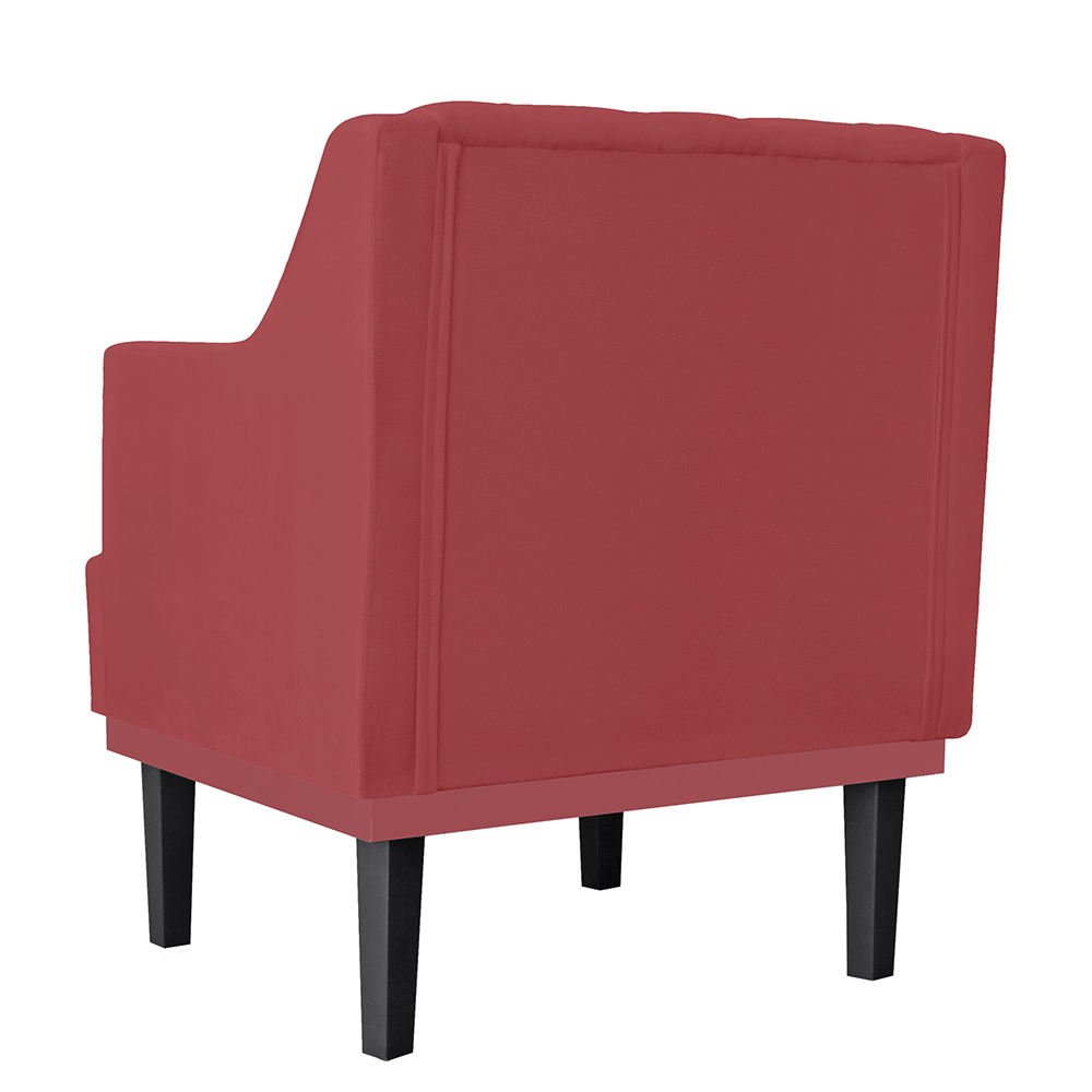 Kit 02 Poltronas Decorativas Clássica Pés Trapézio Suede Vermelho - DS Estofados