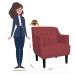 Kit 02 Poltronas Decorativas Clássica Pés Trapézio Suede Vermelho - DS Estofados