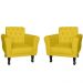 Kit 02 Poltronas Decorativas Classic Pés Luis XV Suede Amarelo - DS Estofados