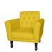 Kit 02 Poltronas Decorativas Classic Pés Luis XV Suede Amarelo - DS Estofados