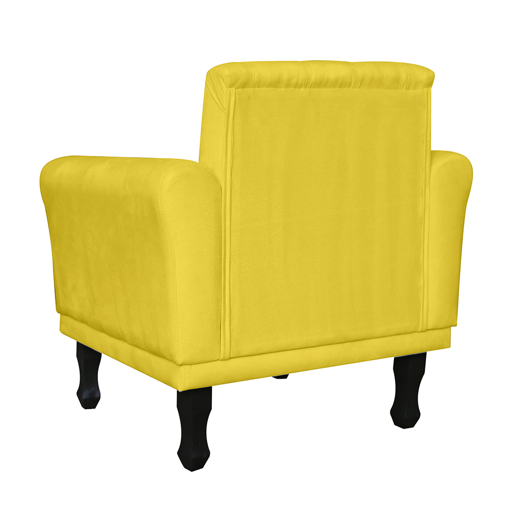 Kit 02 Poltronas Decorativas Classic Pés Luis XV Suede Amarelo - DS Estofados