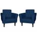 Kit 02 Poltronas Decorativas Classic Pés Luis XV Suede Azul Marinho - DS Estofados