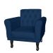 Kit 02 Poltronas Decorativas Classic Pés Luis XV Suede Azul Marinho - DS Estofados