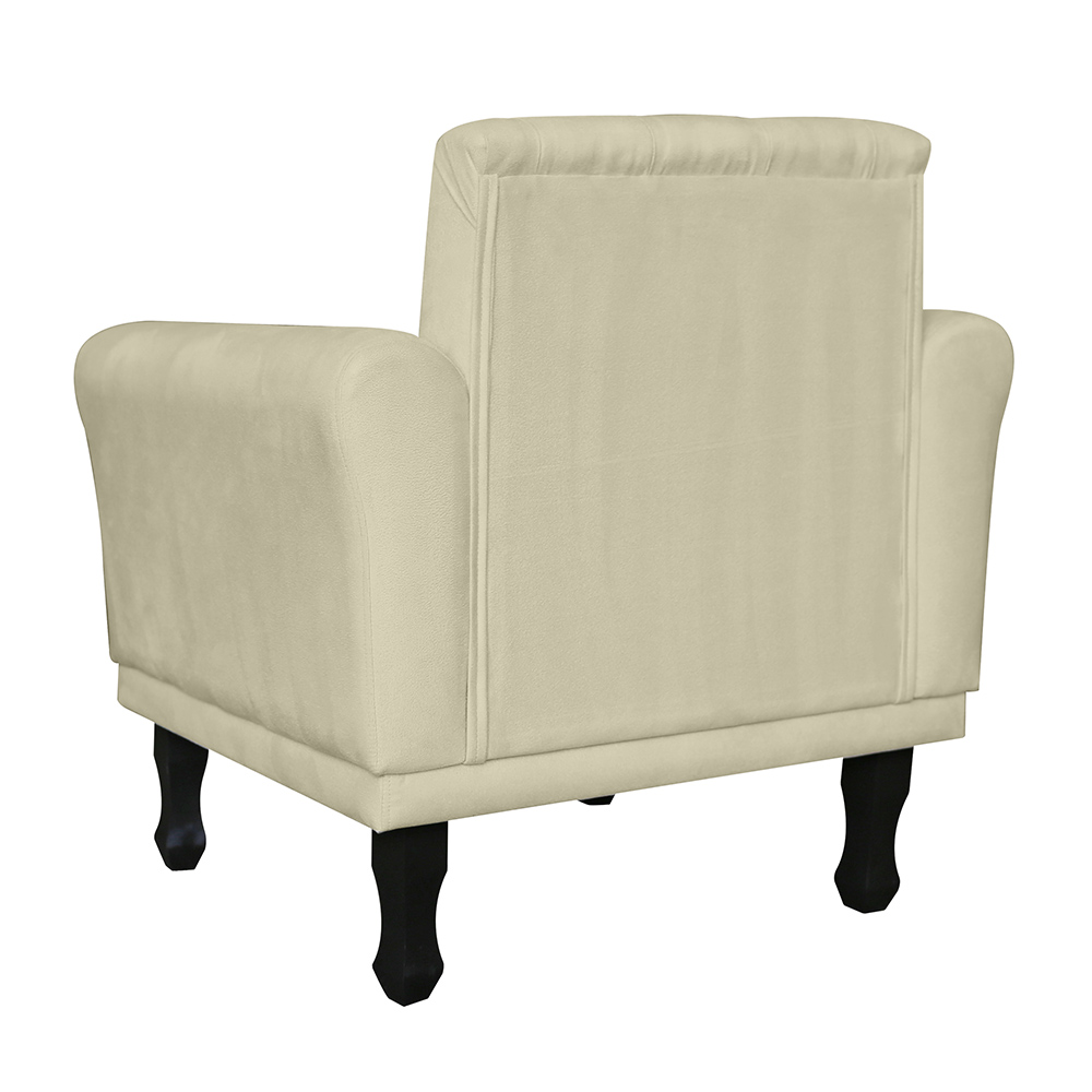 Kit 02 Poltronas Decorativas Classic Pés Luis XV Suede Bege - DS Estofados