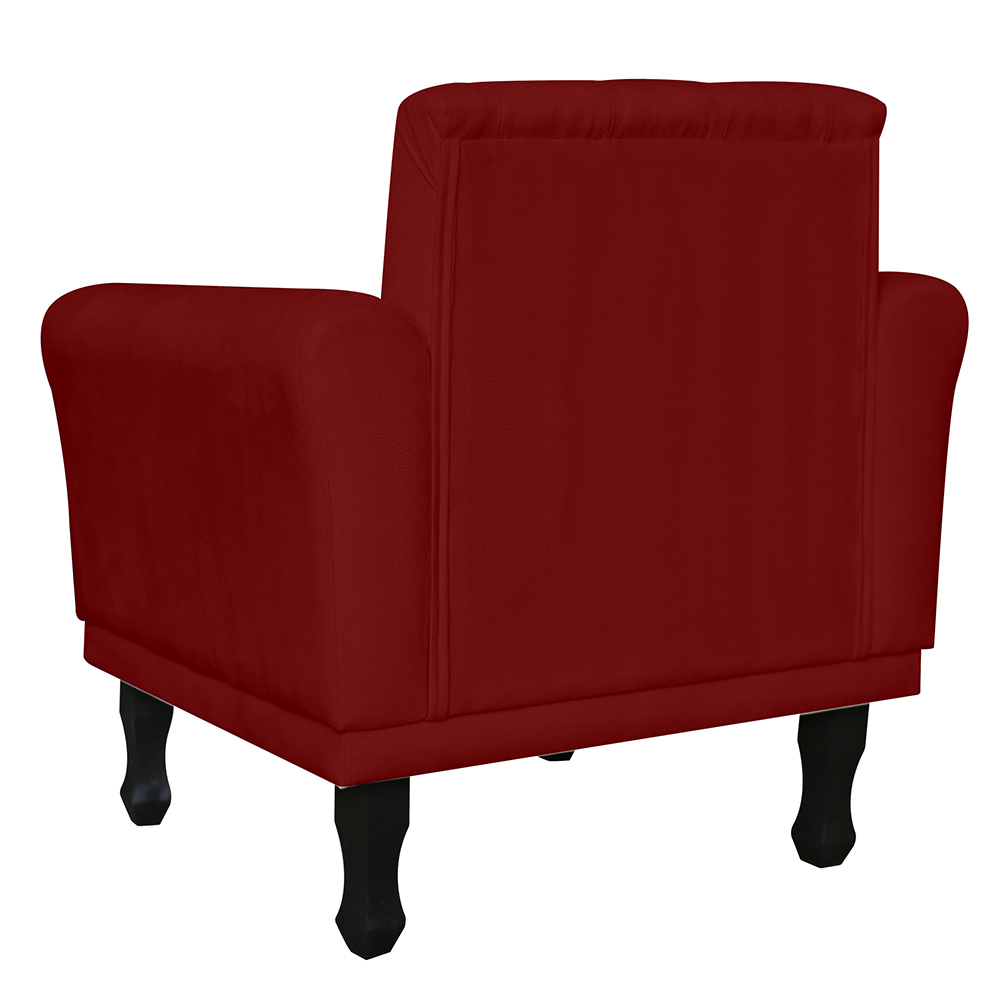 Kit 02 Poltronas Decorativas Classic Pés Luis XV Suede Bordô - DS Estofados