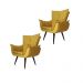 Kit 02 Poltronas Decorativas Emília Aba Pés Palito Suede Amarelo - DS Móveis