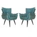 Kit 02 Poltronas Decorativas Emília Aba Pés Palito Suede Azul - DS Móveis