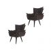 Kit 02 Poltronas Decorativas Emília Aba Pés Palito Suede Grafite - DS Móveis