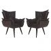 Kit 02 Poltronas Decorativas Emília Aba Pés Palito Suede Grafite - DS Móveis