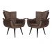 Kit 02 Poltronas Decorativas Emília Aba Pés Palito Suede Marrom - DS Móveis