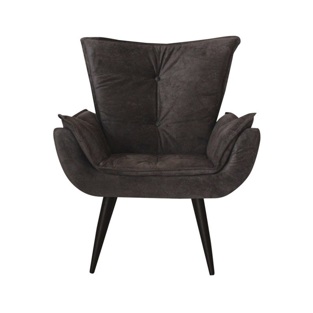 Kit 02 Poltronas Decorativas Emília Aba Pés Palito Suede Preto - DS Móveis