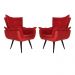 Kit 02 Poltronas Decorativas Emília Aba Pés Palito Suede Vermelho - DS Móveis