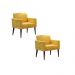 Kit 02 Poltronas Decorativas Emília Pés Palito Suede Amarelo - DS Móveis