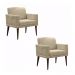 Kit 02 Poltronas Decorativas Emília Pés Palito Suede Bege - DS Móveis