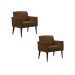 Kit 02 Poltronas Decorativas Emília Pés Palito Suede Marrom - DS Móveis