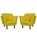Kit 02 Poltronas Decorativas Helena Pés Luis XV Suede Amarelo - DS Estofados