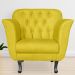 Kit 02 Poltronas Decorativas Helena Pés Luis XV Suede Amarelo - DS Estofados
