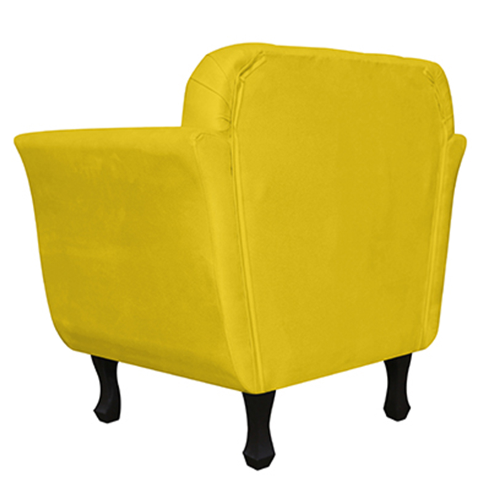 Kit 02 Poltronas Decorativas Helena Pés Luis XV Suede Amarelo - DS Estofados