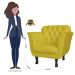 Kit 02 Poltronas Decorativas Helena Pés Luis XV Suede Amarelo - DS Estofados