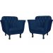 Kit 02 Poltronas Decorativas Helena Pés Luis XV Suede Azul Marinho - DS Estofados