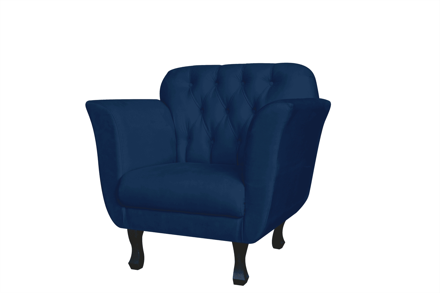 Kit 02 Poltronas Decorativas Helena Pés Luis XV Suede Azul Marinho - DS Estofados