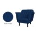 Kit 02 Poltronas Decorativas Helena Pés Luis XV Suede Azul Marinho - DS Estofados