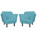 Kit 02 Poltronas Decorativas Helena Pés Luis XV Suede Azul Turquesa - DS Estofados