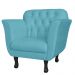 Kit 02 Poltronas Decorativas Helena Pés Luis XV Suede Azul Turquesa - DS Estofados
