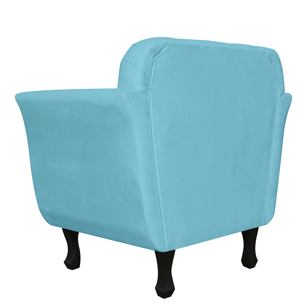 Kit 02 Poltronas Decorativas Helena Pés Luis XV Suede Azul Turquesa - DS Estofados