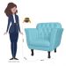 Kit 02 Poltronas Decorativas Helena Pés Luis XV Suede Azul Turquesa - DS Estofados