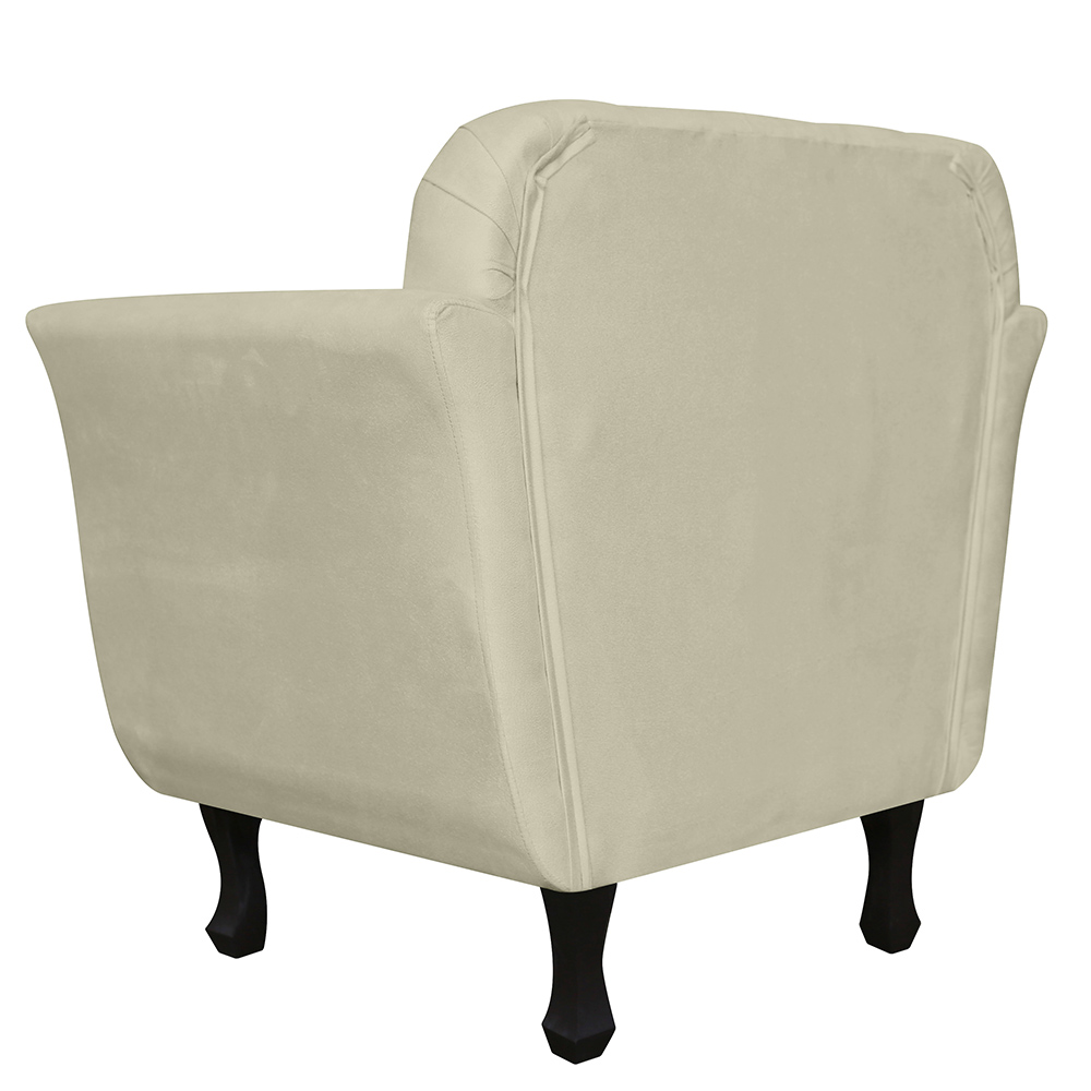 Kit 02 Poltronas Decorativas Helena Pés Luis XV Suede Bege - DS Estofados