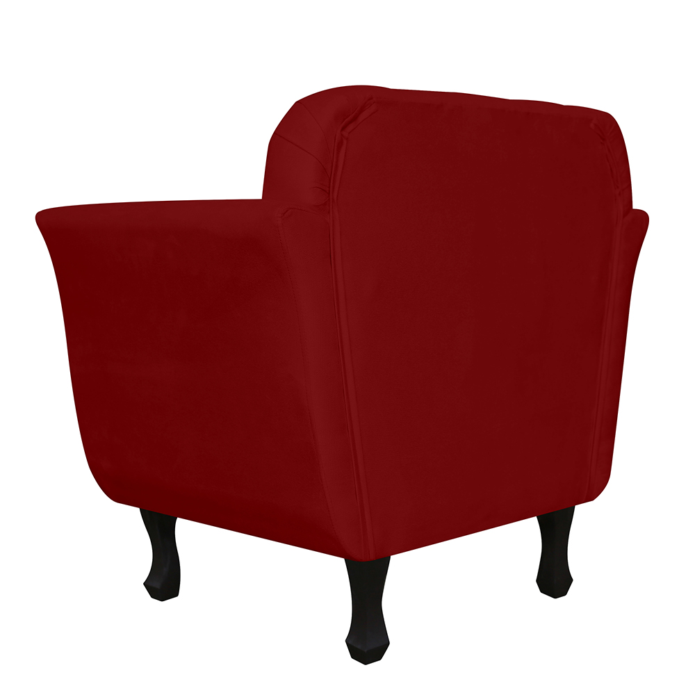 Kit 02 Poltronas Decorativas Helena Pés Luis XV Suede Bordô - DS Estofados