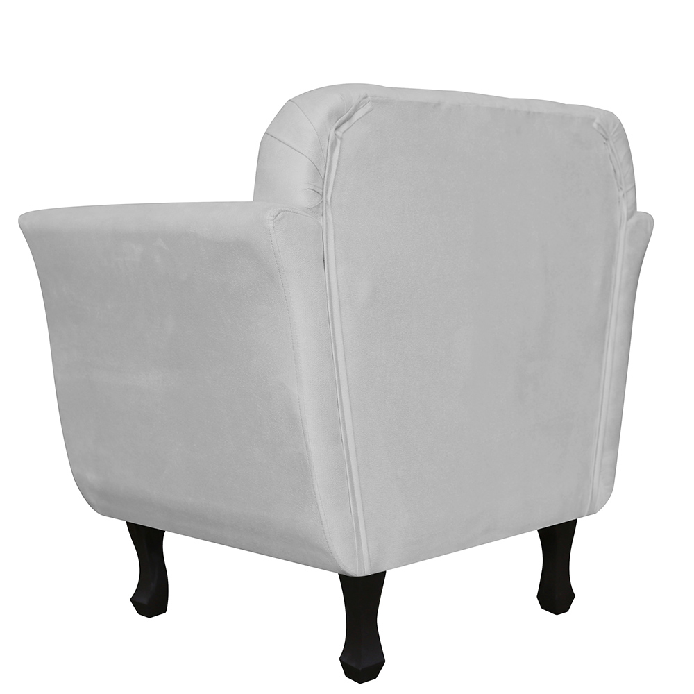 Kit 02 Poltronas Decorativas Helena Pés Luis XV Suede Branco - DS Estofados