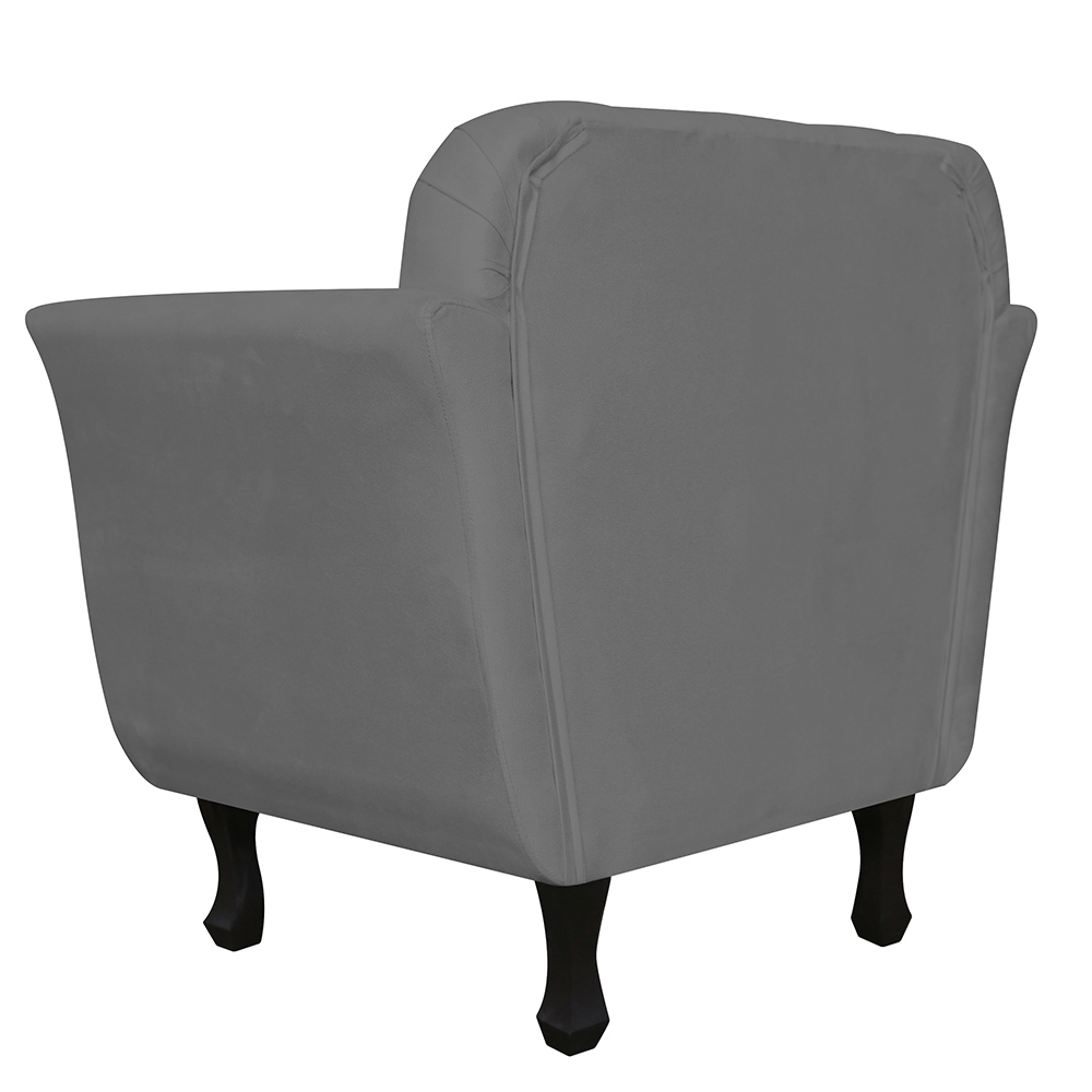 Kit 02 Poltronas Decorativas Helena Pés Luis XV Suede Cinza - DS Estofados