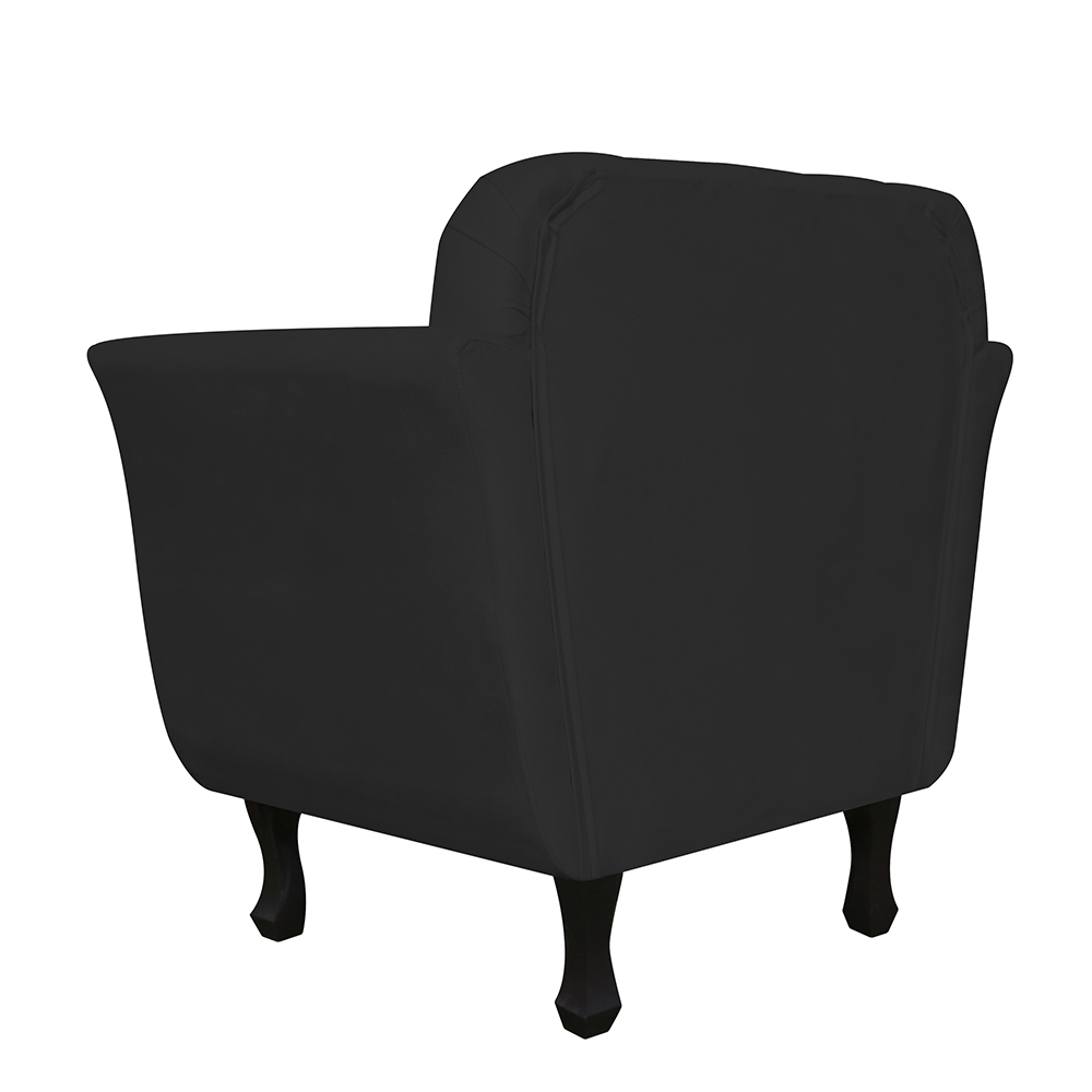 Kit 02 Poltronas Decorativas Helena Pés Luis XV Suede Preto - DS Estofados