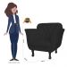 Kit 02 Poltronas Decorativas Helena Pés Luis XV Suede Preto - DS Estofados