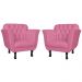 Kit 02 Poltronas Decorativas Helena Pés Luis XV Suede Rosa - DS Estofados