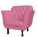 Kit 02 Poltronas Decorativas Helena Pés Luis XV Suede Rosa - DS Estofados
