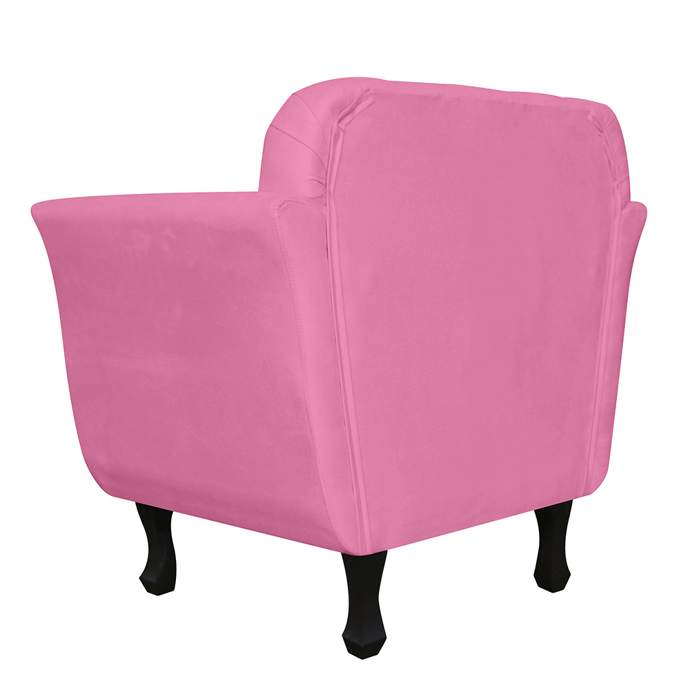 Kit 02 Poltronas Decorativas Helena Pés Luis XV Suede Rosa - DS Estofados