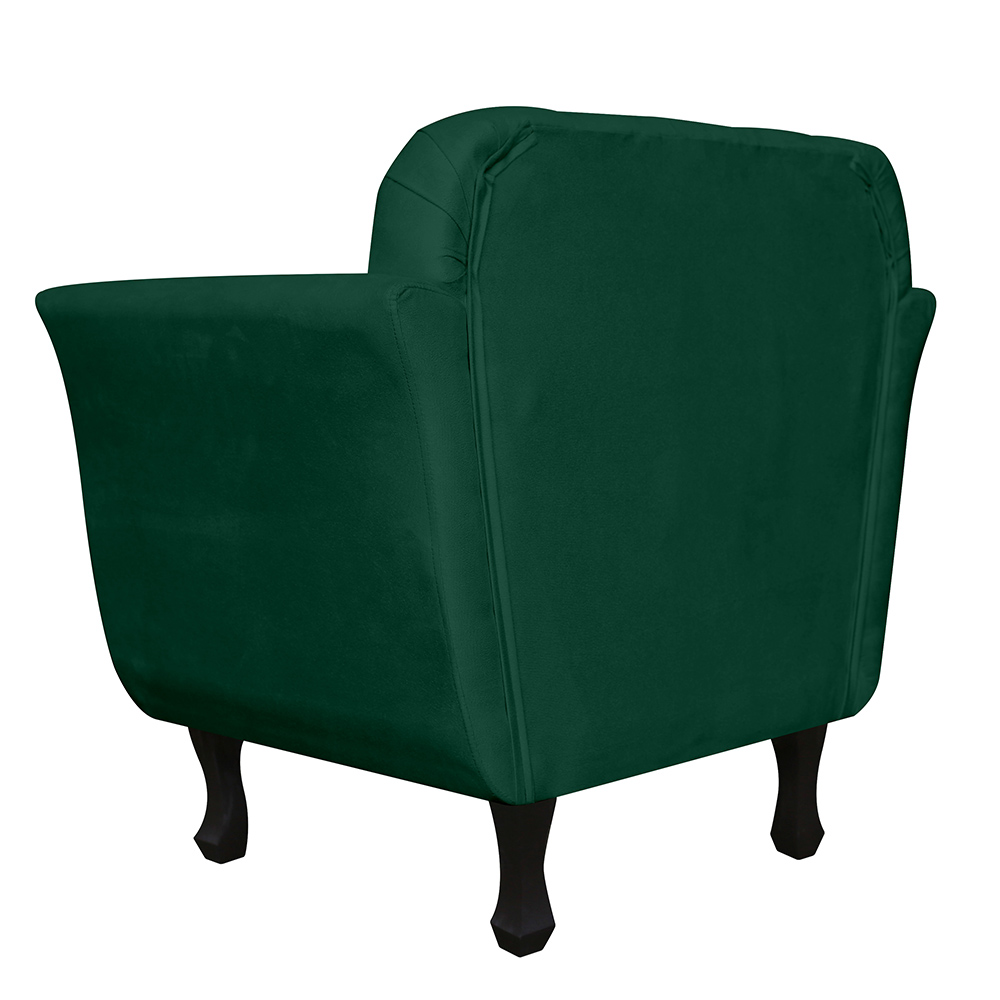 Kit 02 Poltronas Decorativas Helena Pés Luis XV Suede Verde - DS Estofados