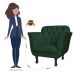 Kit 02 Poltronas Decorativas Helena Pés Luis XV Suede Verde - DS Estofados