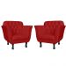 Kit 02 Poltronas Decorativas Helena Pés Luis XV Suede Vermelho - DS Estofados