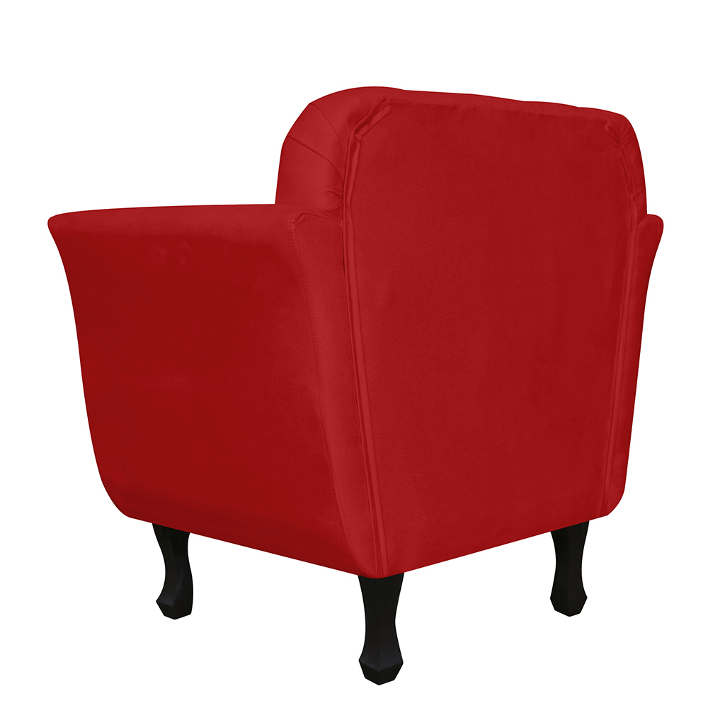 Kit 02 Poltronas Decorativas Helena Pés Luis XV Suede Vermelho - DS Estofados