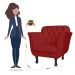 Kit 02 Poltronas Decorativas Helena Pés Luis XV Suede Vermelho - DS Estofados