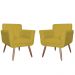 Kit 02 Poltronas Decorativas Isa em Tressê Suede Amarelo - DS Estofados